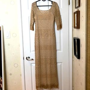 Gold fitted long dress